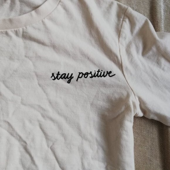 H&M Stay Positive Off White Sweatshirt Size Small - Picture 3 of 7